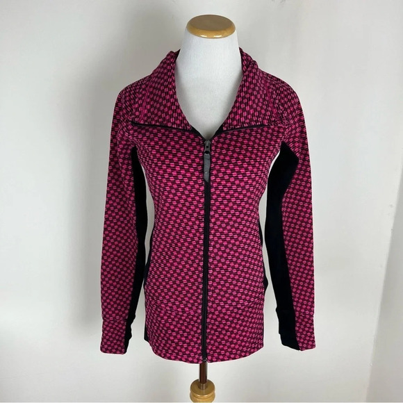 Lululemon Radiant Zip Up Jacket Berry Rumble pink & black print Size 4 - Picture 5 of 9